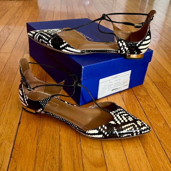 Aquazzurra Leather snake-print Scarlet Flat - Picture 6 of 14